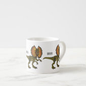 Dilophosaurus cartoon illustratie espresso kop (Voorkant rechts)