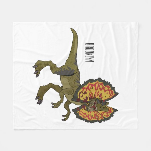 Dilophosaurus cartoon illustratie fleece deken (Voorkant (Horizontaal))