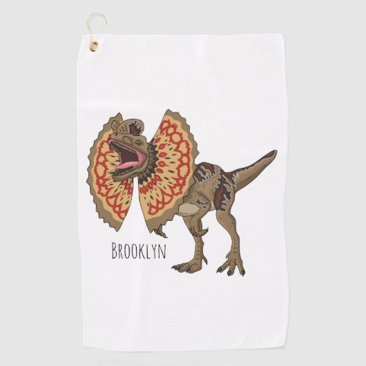 Dilophosaurus cartoon illustratie golfhanddoek (Voorkant)