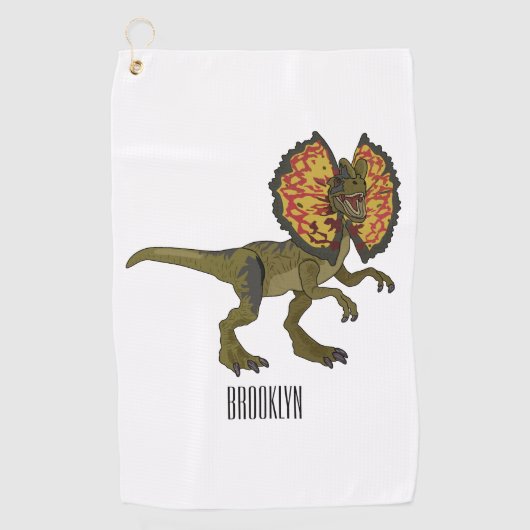 Dilophosaurus cartoon illustratie golfhanddoek (Voorkant)