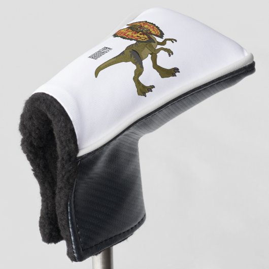 Dilophosaurus cartoon illustratie golfheadcover (3/4 voorkant)