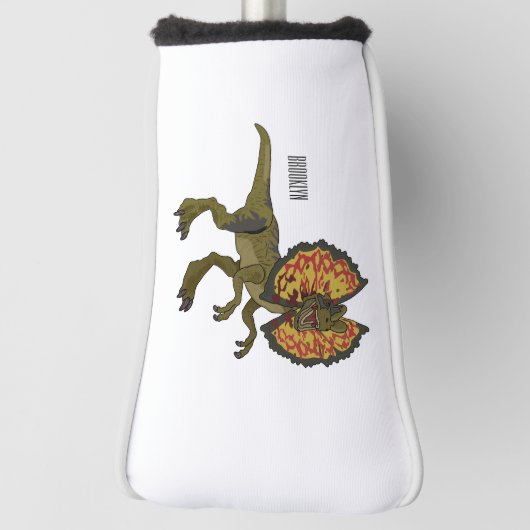 Dilophosaurus cartoon illustratie golfheadcover (Draai 90)
