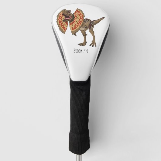Dilophosaurus cartoon illustratie golfheadcover (Voorkant)