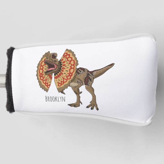 Dilophosaurus cartoon illustratie golfheadcover (Voorkant)