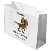 Dilophosaurus cartoon illustratie groot cadeauzakje (Achterkant Gekanteld)