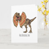 Dilophosaurus cartoon illustratie kaart (Gele Bloem)