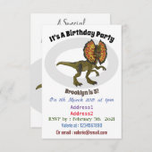 Dilophosaurus cartoon illustratie kaart (Voorkant / Achterkant)