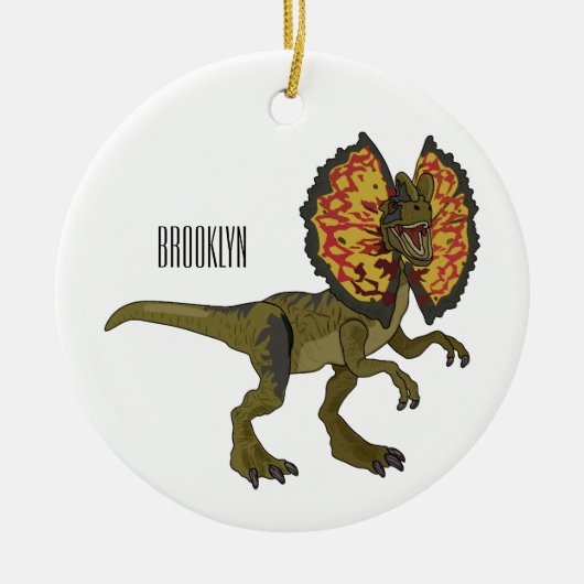 Dilophosaurus cartoon illustratie keramisch ornament (Voorkant)