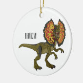 Dilophosaurus cartoon illustratie keramisch ornament (Links)