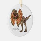 Dilophosaurus cartoon illustratie keramisch ornament (Rechts)