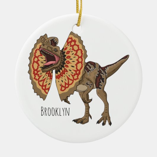 Dilophosaurus cartoon illustratie keramisch ornament (Voorkant)