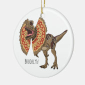 Dilophosaurus cartoon illustratie keramisch ornament (Links)