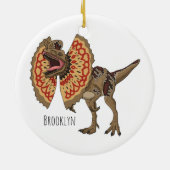 Dilophosaurus cartoon illustratie keramisch ornament (Achterkant)