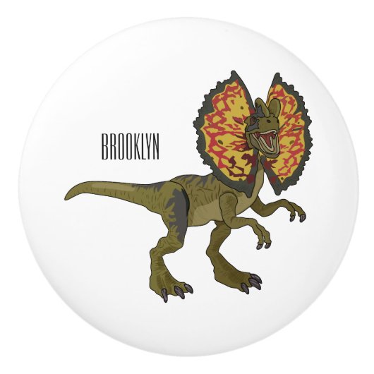 Dilophosaurus cartoon illustratie keramische knop (Voorkant)