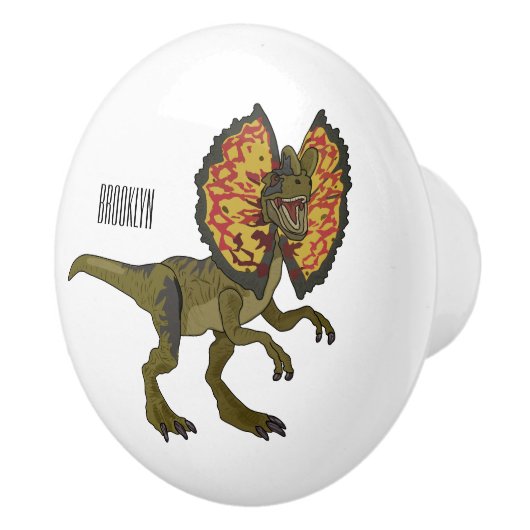Dilophosaurus cartoon illustratie keramische knop (Rechts)