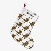 Dilophosaurus cartoon illustratie kleine kerstsok (Voorkant (Hangend))