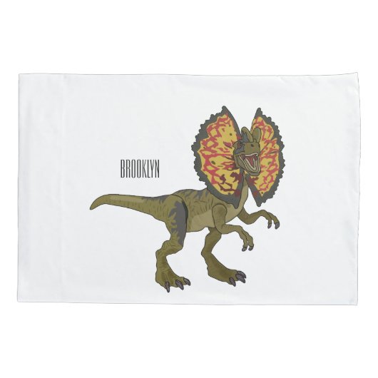 Dilophosaurus cartoon illustratie kussensloop (Achterkant)