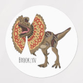Dilophosaurus cartoon illustratie labels (Design 2)