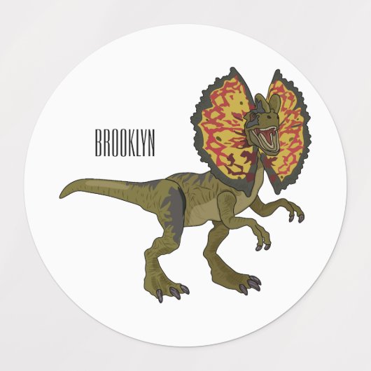 Dilophosaurus cartoon illustratie labels (Design 2)