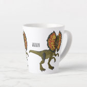 Dilophosaurus cartoon illustratie latte mok (Rechterhoek)