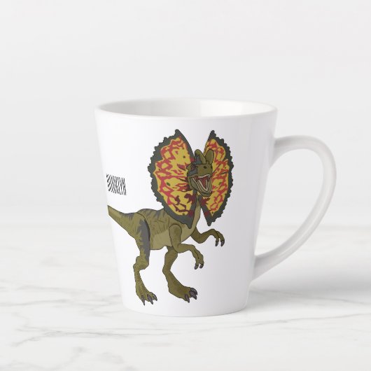 Dilophosaurus cartoon illustratie latte mok (Rechts)