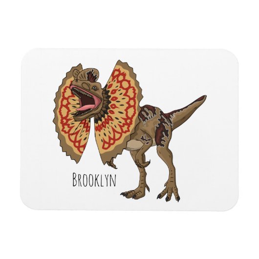 Dilophosaurus cartoon illustratie magneet (Horizontaal)