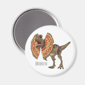 Dilophosaurus cartoon illustratie magneet (Voorkant / Achterkant)