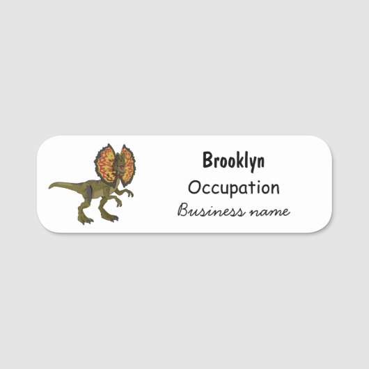 Dilophosaurus cartoon illustratie naamplaatje (Voorkant)