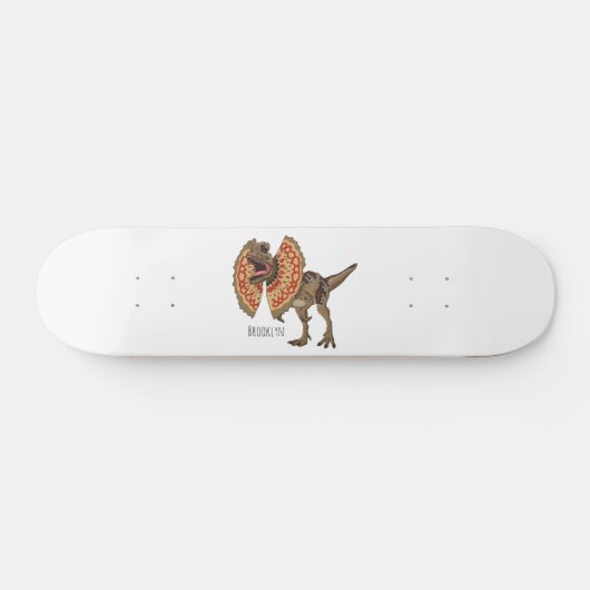 Dilophosaurus cartoon illustratie persoonlijk skateboard (Horizontaal)