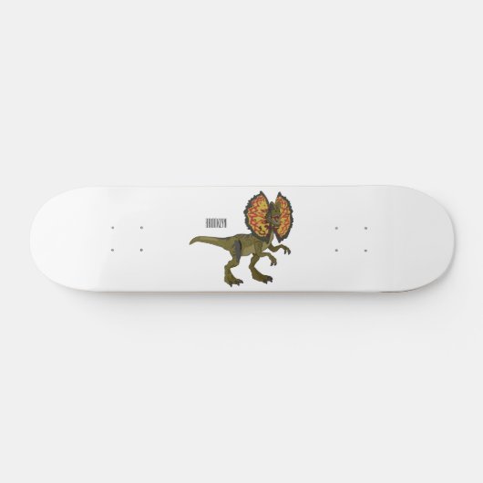 Dilophosaurus cartoon illustratie persoonlijk skateboard (Horizontaal)