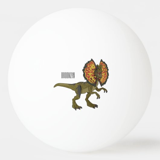 Dilophosaurus cartoon illustratie pingpongbal (Voorkant)