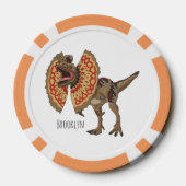 Dilophosaurus cartoon illustratie poker chips (Achterkant)