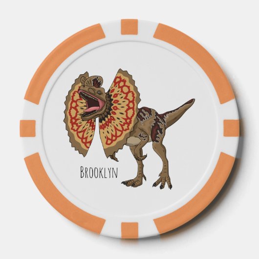 Dilophosaurus cartoon illustratie poker chips (Voorkant)