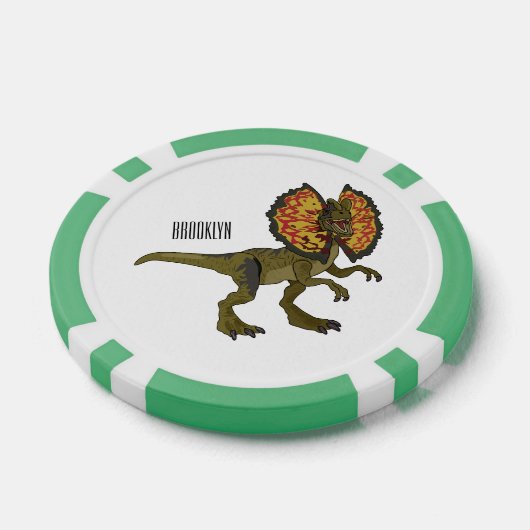 Dilophosaurus cartoon illustratie poker chips (Enkel)