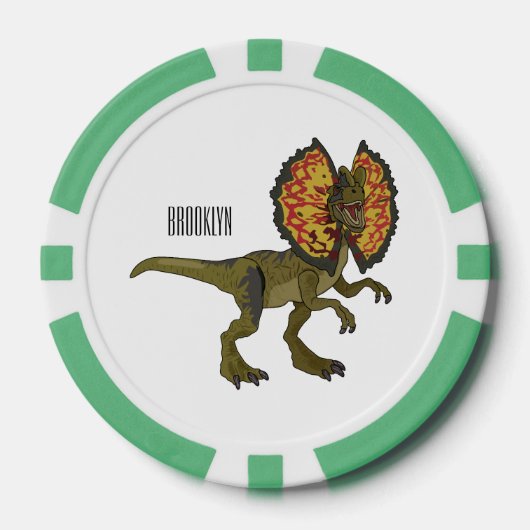 Dilophosaurus cartoon illustratie poker chips (Voorkant)