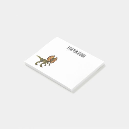 Dilophosaurus cartoon illustratie post-it® notes (Schuin)