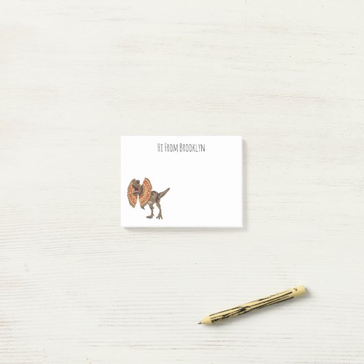 Dilophosaurus cartoon illustratie post-it® notes (Op bureau)