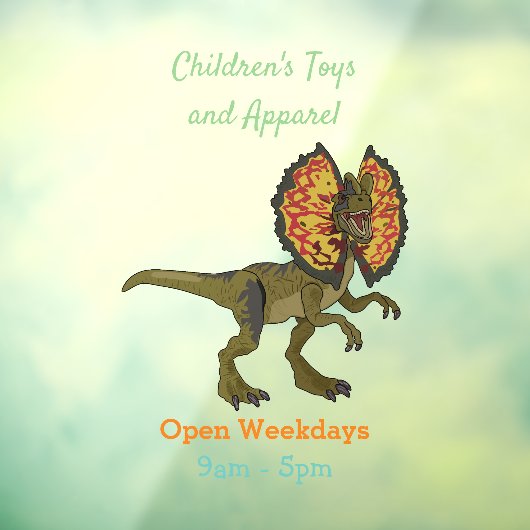 Dilophosaurus cartoon illustratie raamsticker (Vel 3)