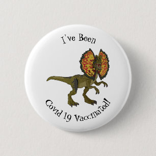 Dilophosaurus cartoon illustratie ronde button 5,7 cm