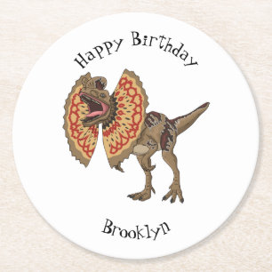 Dilophosaurus cartoon illustratie ronde kartonnen onderzetter