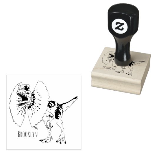 Dilophosaurus cartoon illustratie rubberstempel (Gestempeld)