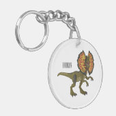 Dilophosaurus cartoon illustratie sleutelhanger (Voorkant Links)