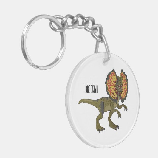 Dilophosaurus cartoon illustratie sleutelhanger (Voorkant Links)
