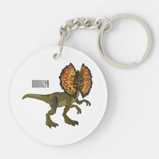 Dilophosaurus cartoon illustratie sleutelhanger (Achterkant)