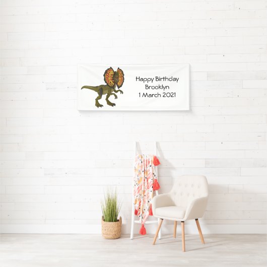 Dilophosaurus cartoon illustratie spandoek (Insitu)