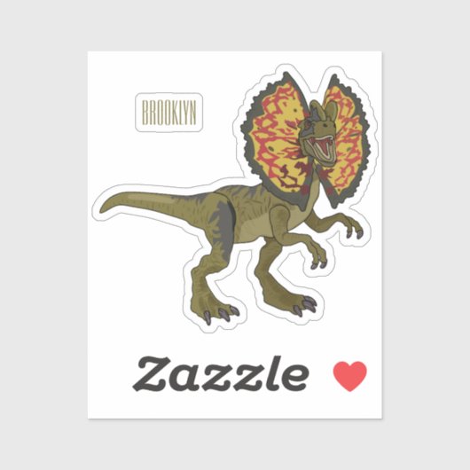 Dilophosaurus cartoon illustratie sticker (Vel)