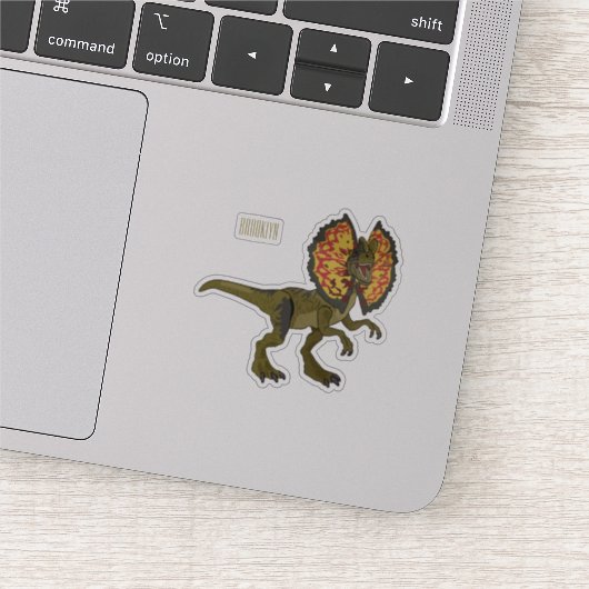 Dilophosaurus cartoon illustratie sticker (Detail)