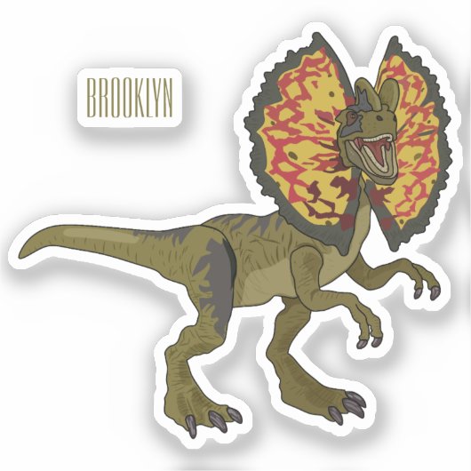 Dilophosaurus cartoon illustratie sticker (Voorkant)