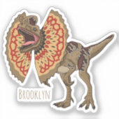 Dilophosaurus cartoon illustratie sticker (Voorkant)
