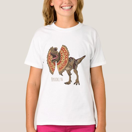 Dilophosaurus cartoon illustratie t-shirt (Voorkant)